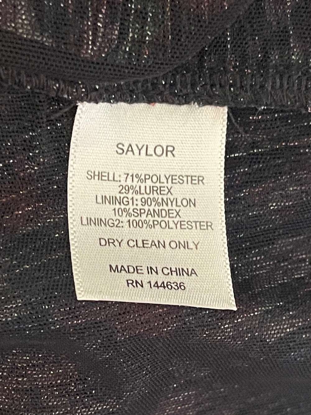 Saylor Bernadette draped faux wrap floral metallic‎ long sleeve cocktail dress L - Picture 13 of 15